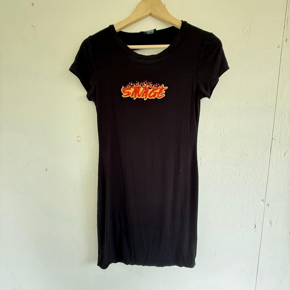 MRT 1030 Savage Flame Graphic Dress Ladder Cut Back Y2K M/L - Picture 4 of 6